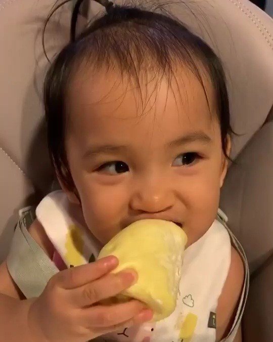 "น้องเมดา" กินทุเรียนครั้งแรก เคี้ยวแก้มตุ่ย ไม่พูดไม่จาเลย